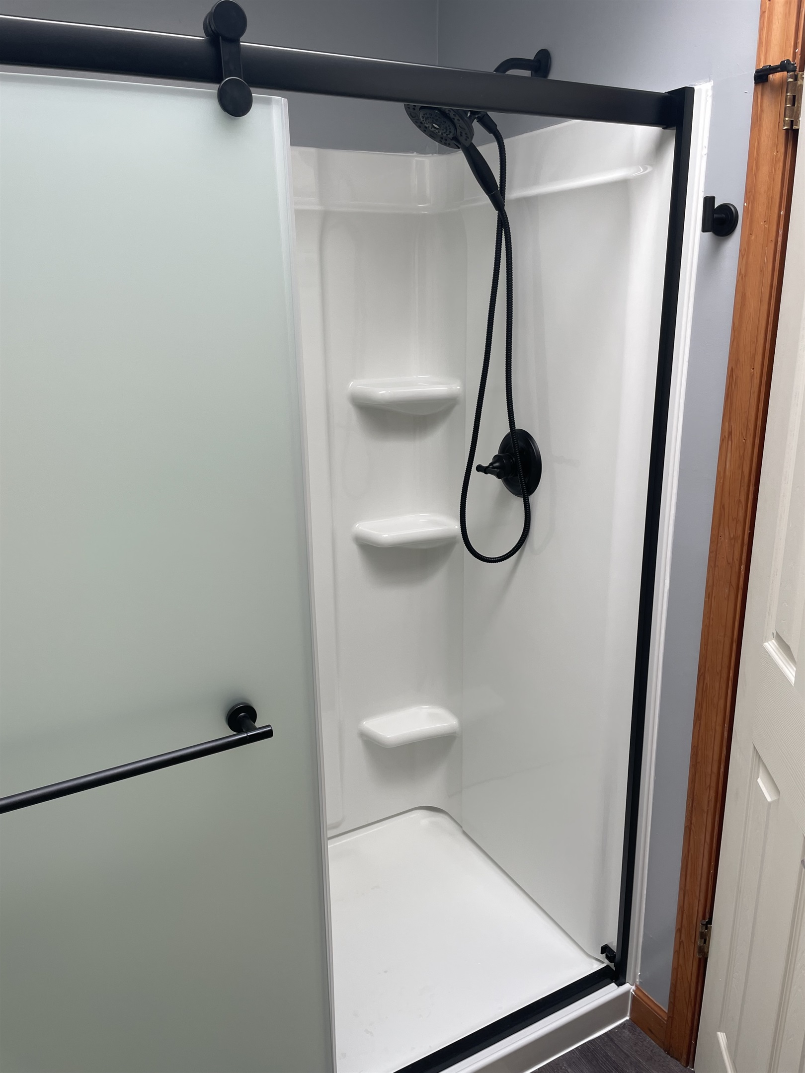 Updated bathroom with large shower