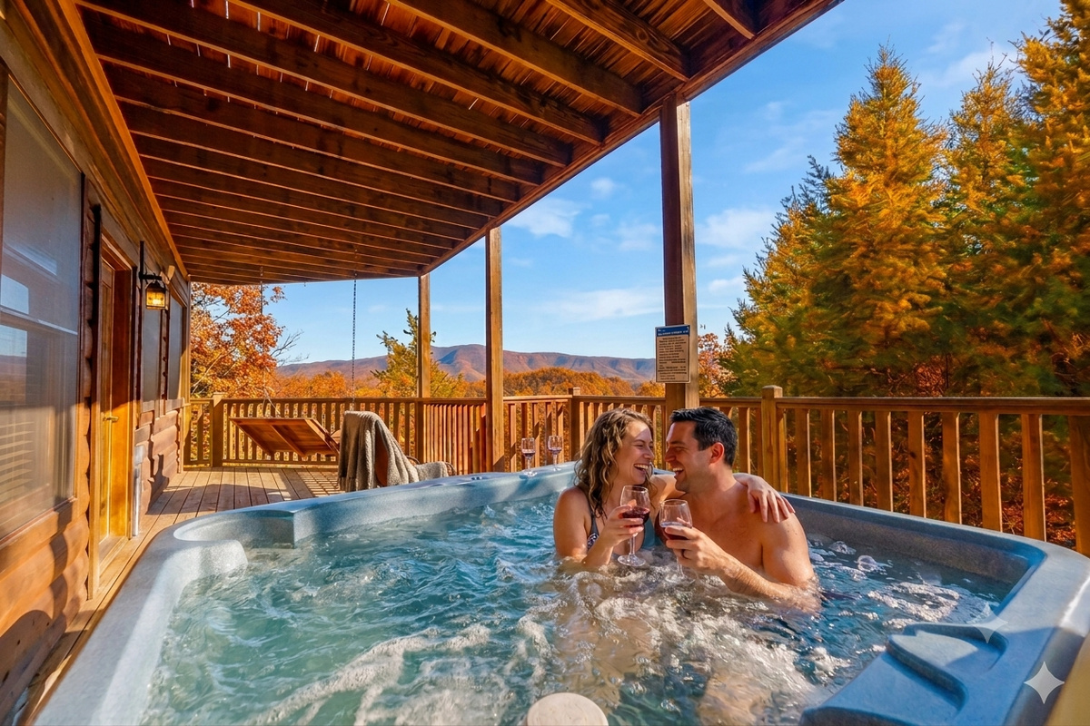 Sink into the hot tub and breathe in the fresh mountain air! Whether you're catching up with someone special or simply taking in the view, this deck was made for unforgettable evenings.