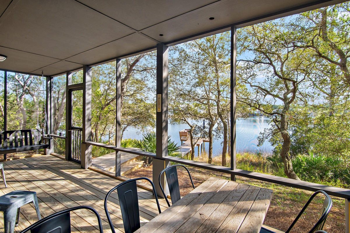 Enjoy lunch and dinner on the screened porch