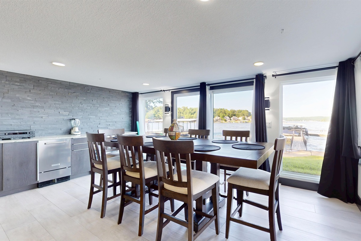 Dining area and Bar with Beverage Refrigerator and Ice Maker