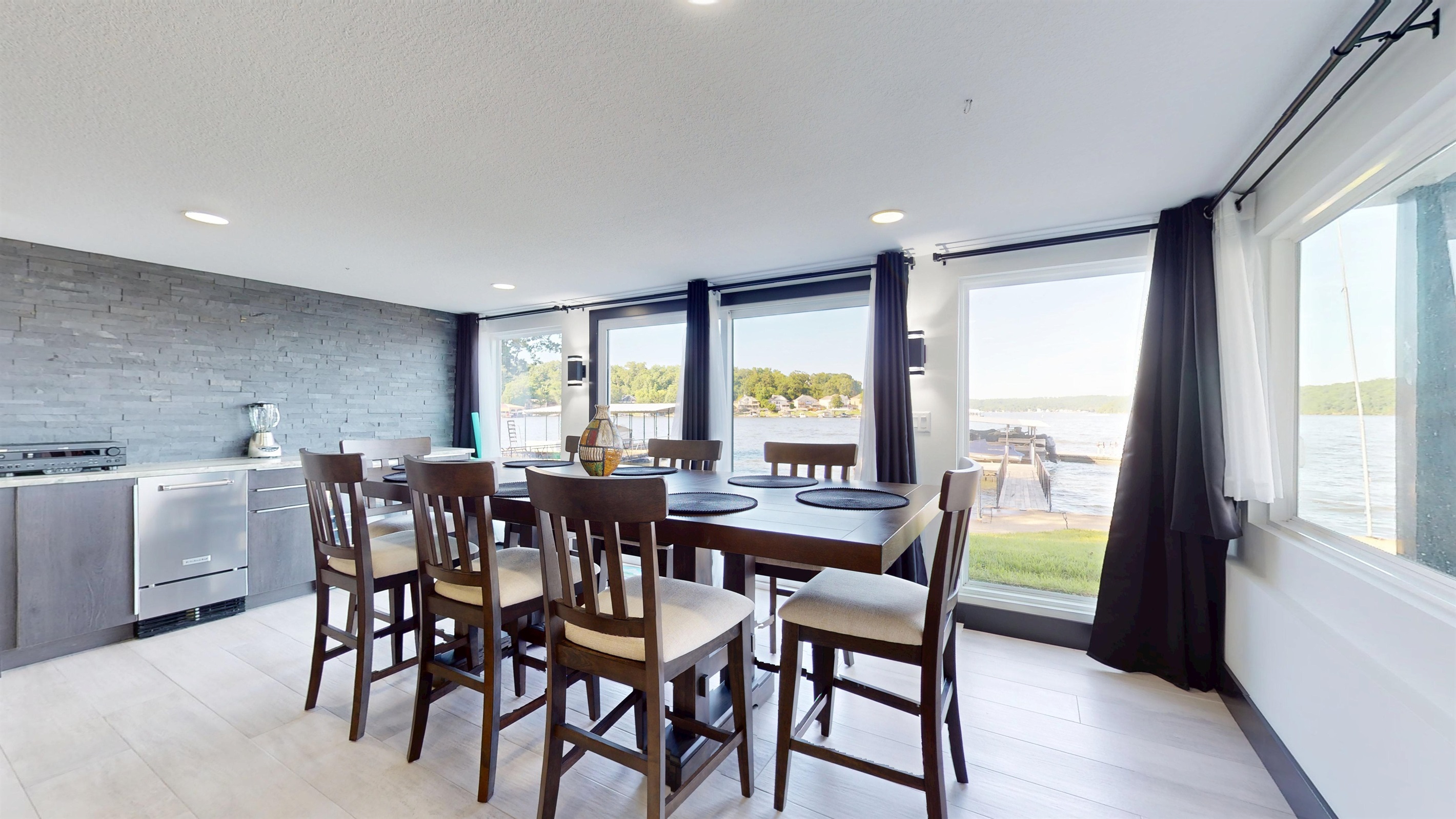 Dining area and Bar with Beverage Refrigerator and Ice Maker
