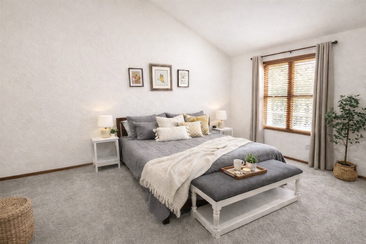 King bedroom with smart tv