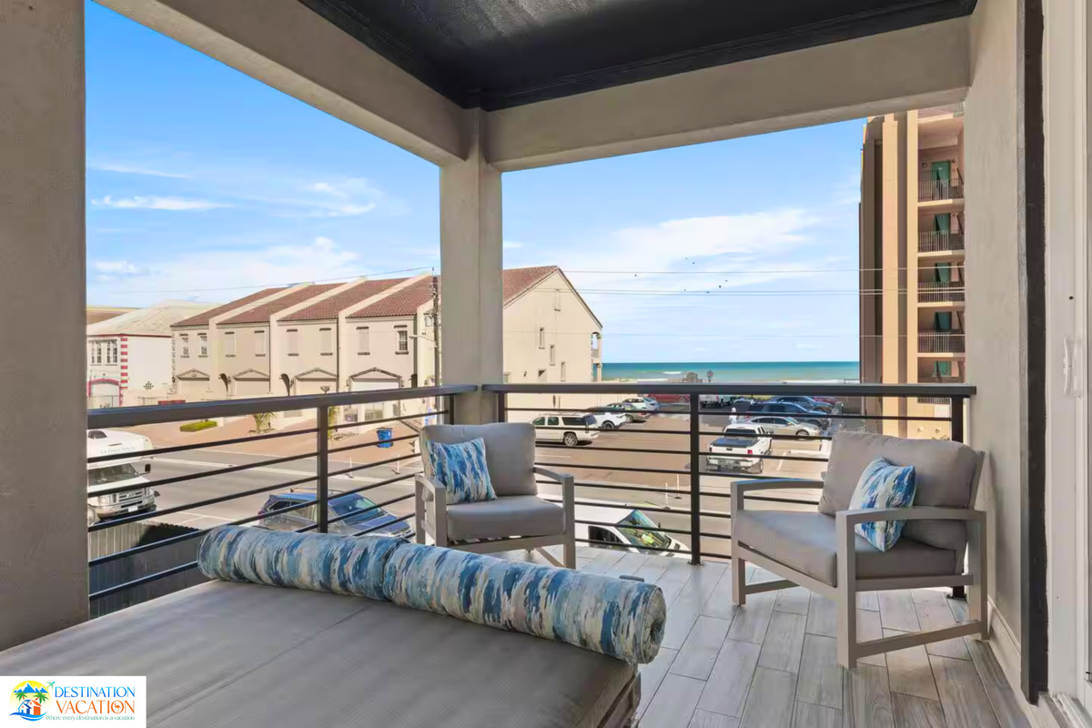 Endless ocean views await from this private balcony.