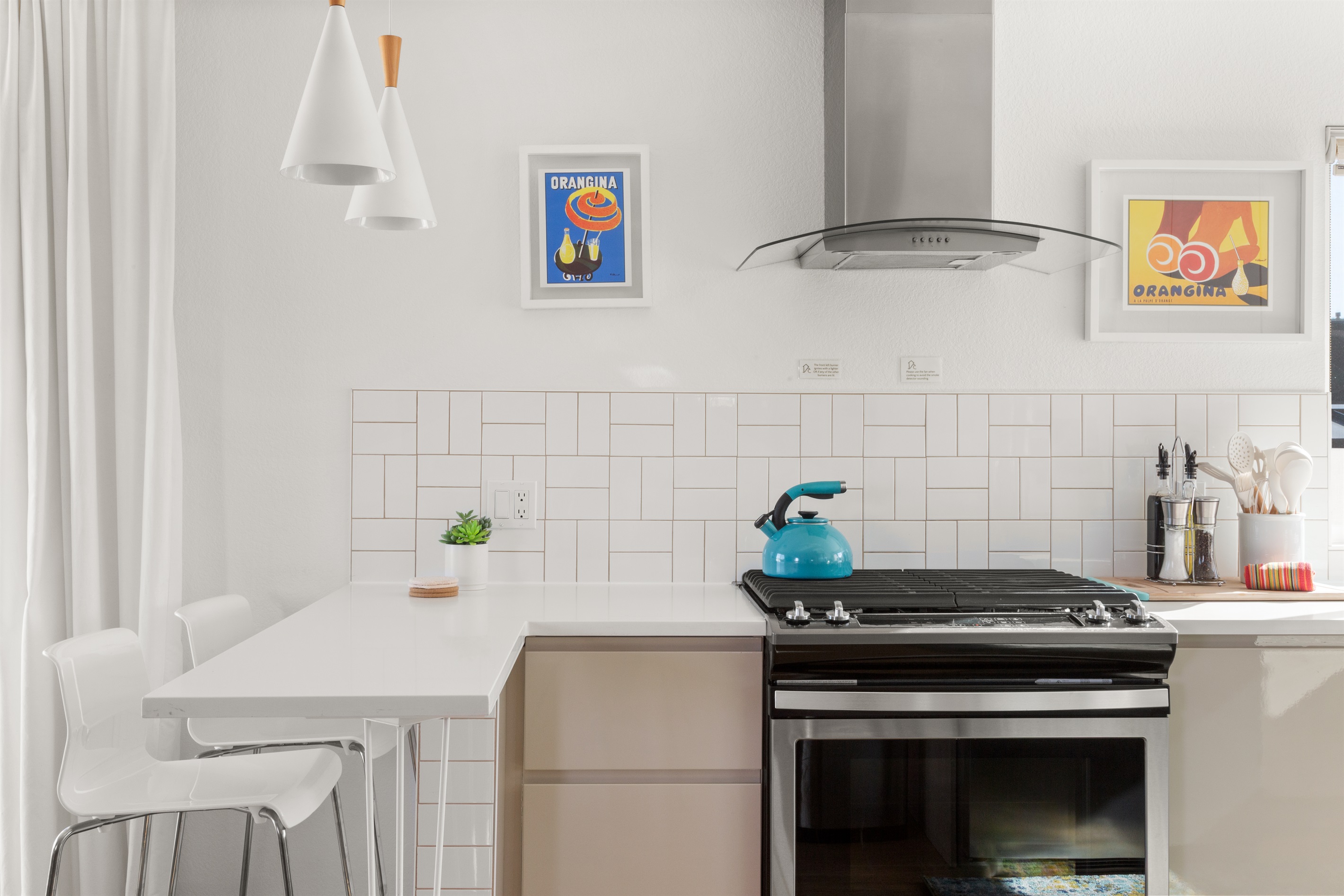 Light, bright, and cherry kitchen