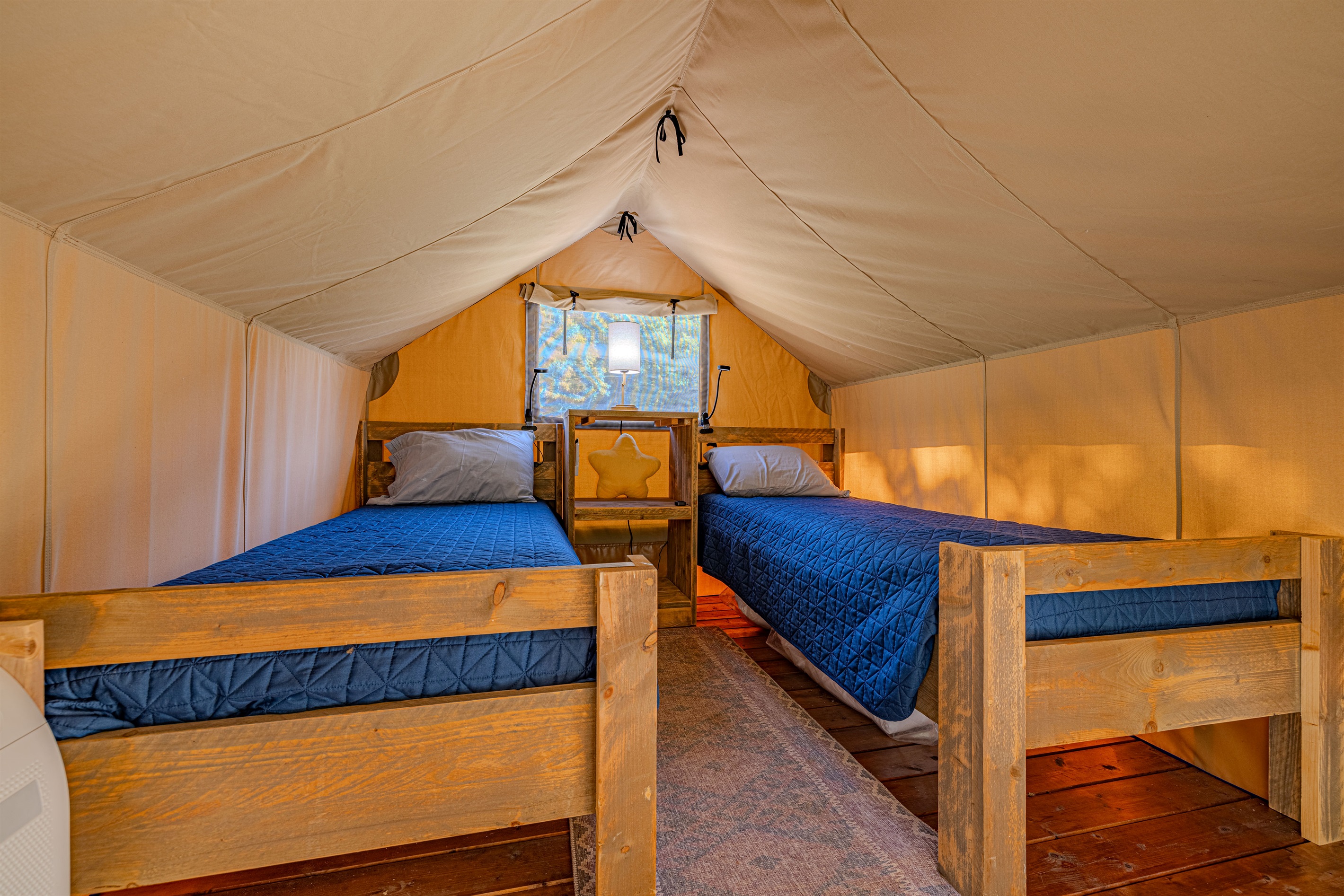 Libra sleeps 2 in single beds and has a mini split for all season comfort.