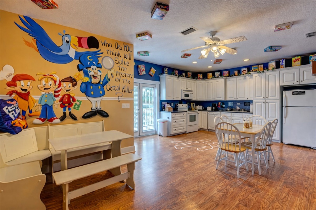 Cartoon-themed breakfast kitchen