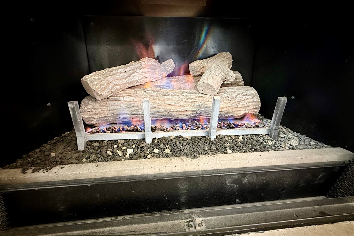 Gas fireplace for the cold nights, and a little ambiance for a cozy feel.