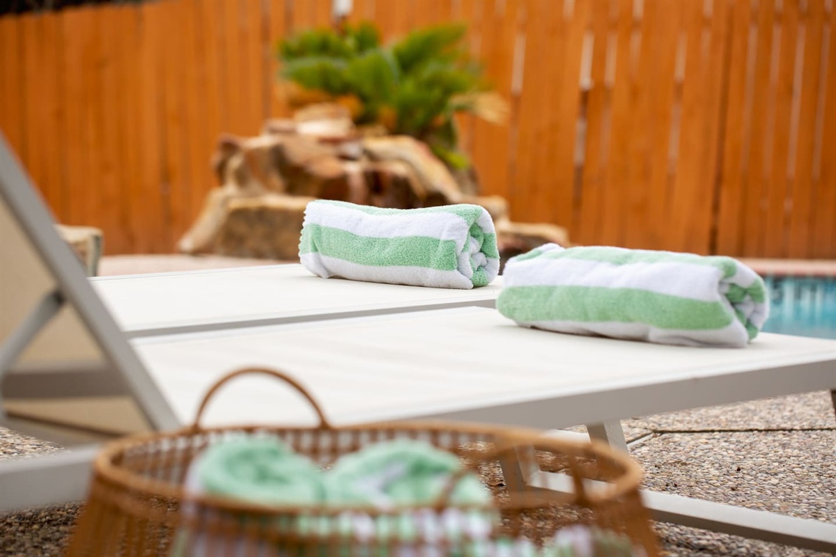 Soft and clean pool towels are ready for your arrival.
