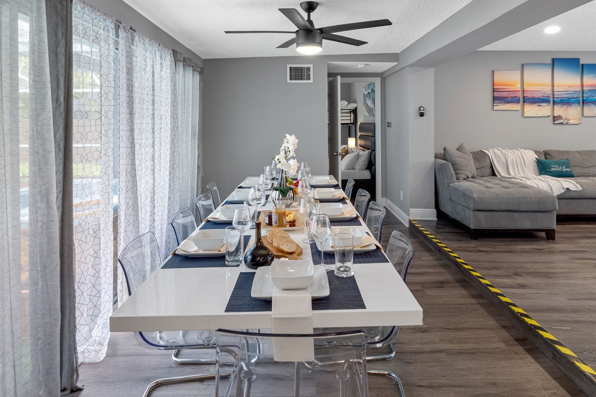 Whether you're celebrating a special occasion or just sharing a meal, this bright and welcoming dining area sets the stage for unforgettable moments.