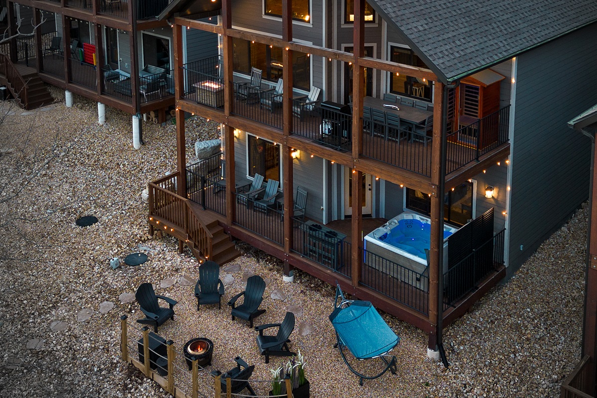 Private firepit off the back deck