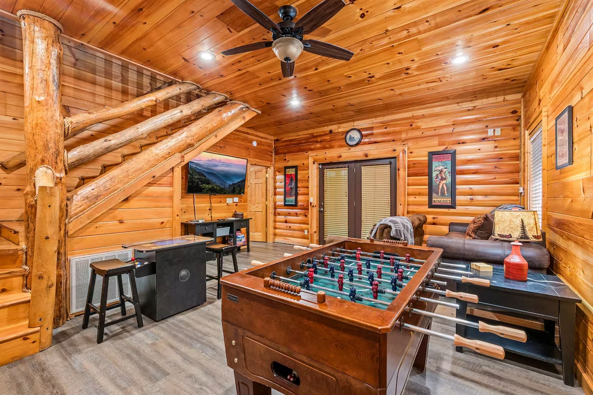 Lower Level Game room, Foosball, TV, Board Games