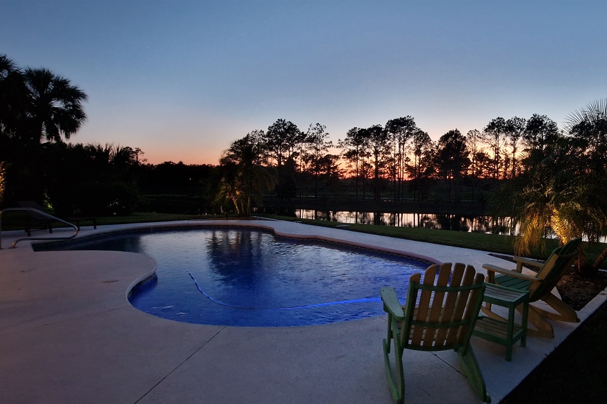 Poolside at sunset