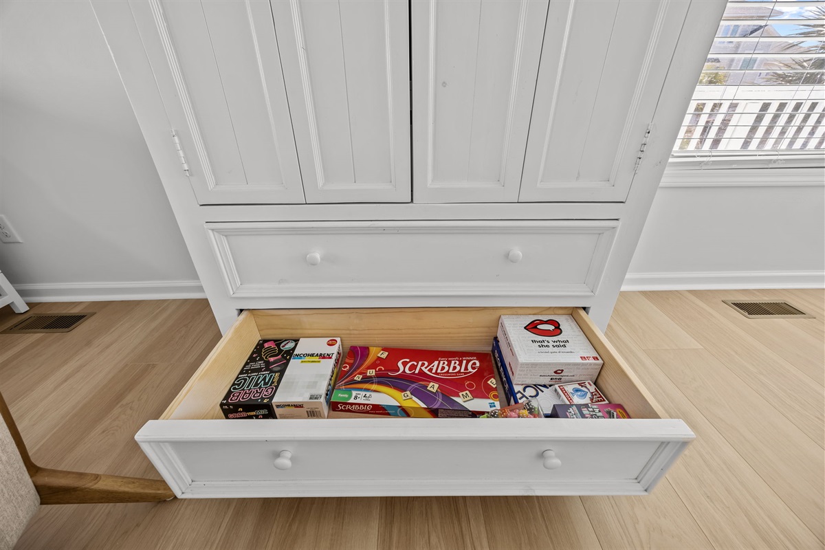 Enjoy a variety of board games available in the home for family fun and relaxing evenings indoors
