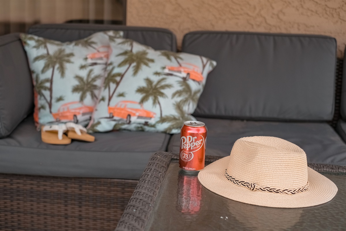 Relax outside under the covered patio.
