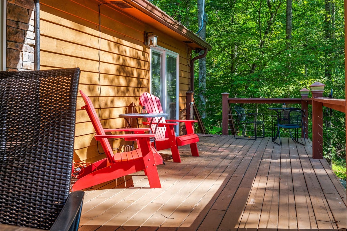 Exterior seating on upper deck outside of master suite