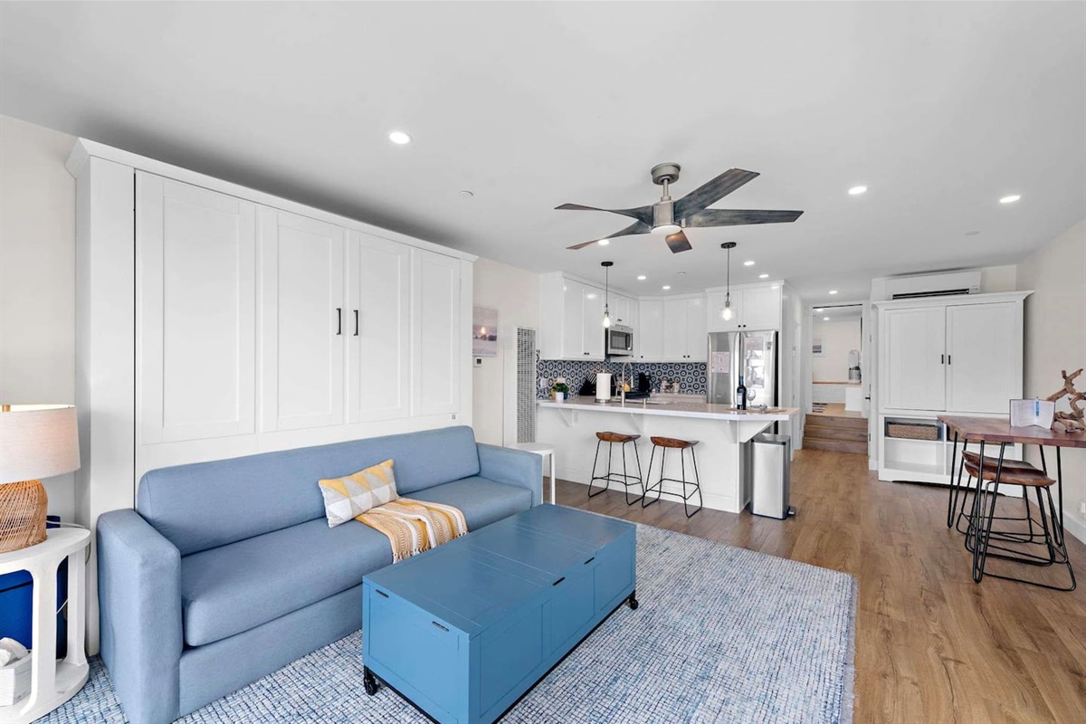 The open floor plan enables you to feel included while preparing meals 