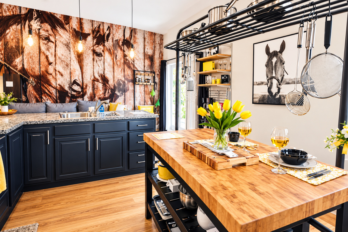 Enjoy this bright, full kitchen with animals outside every window!
