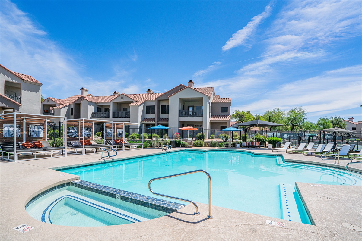 Dive into refreshing blue waters, relax poolside under the sun!