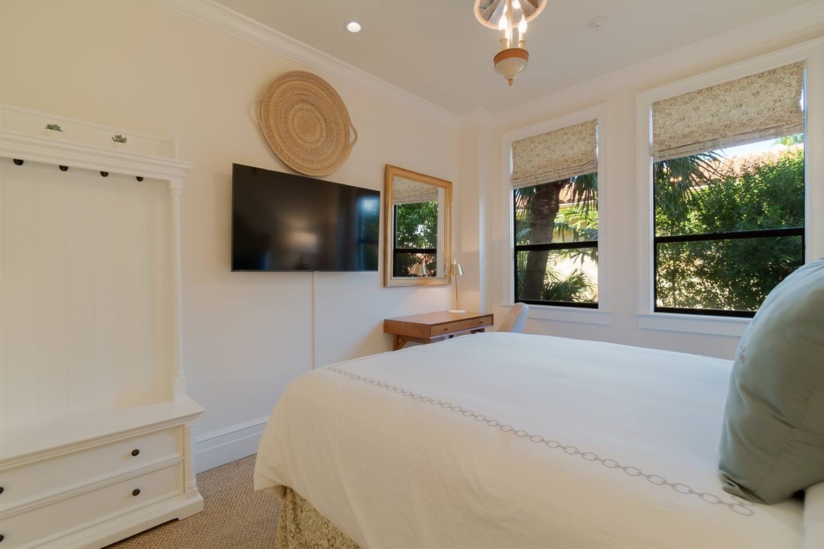 55" HD Smart TV - add your code to watch your favorite app. Hall tree to hang your extra clothes