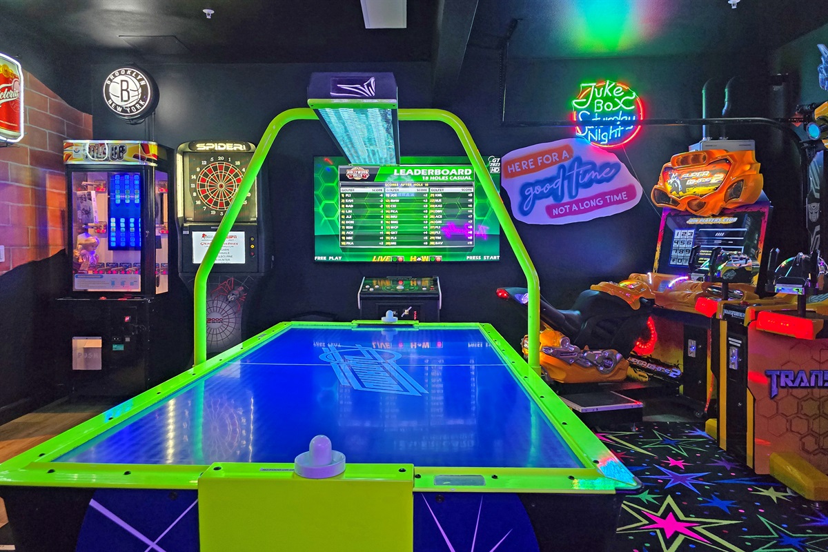 The game room is better than Dave & Busters! Climate controlled and a wide variety of pro-series arcade games for all ages!