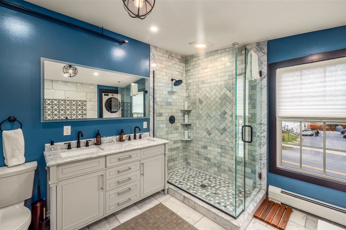 Main floor bathroom with walk-in shower