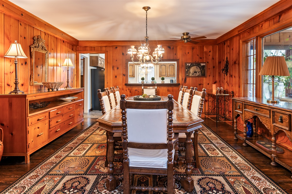 Enjoy a meal around this vintage table that seats 8-main house