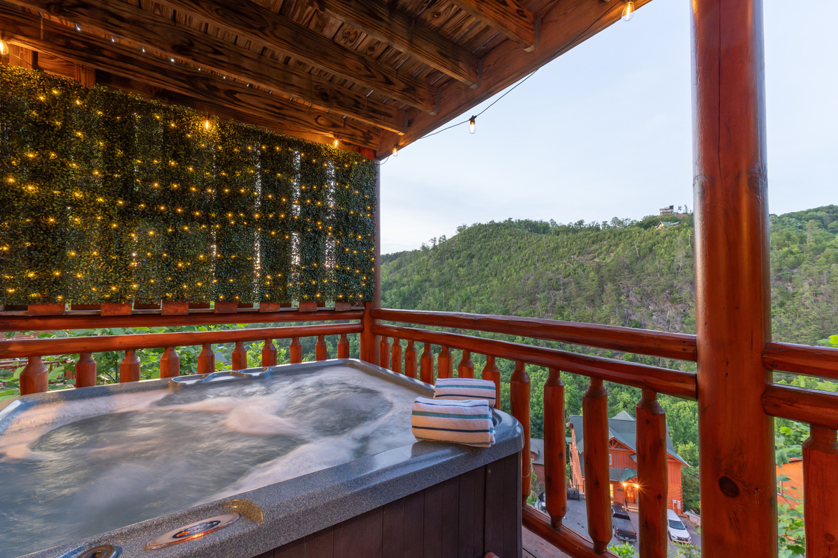 Unwind in the privacy of our hot tub while soaking in the stunning mountain views.