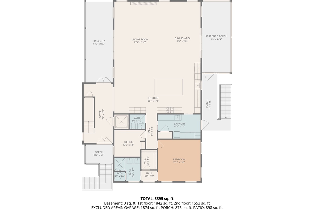 Second Floor, Floor Plan | Palms Paradise | 3 29th Ave Isle of Palms, SC | IOP Escapes