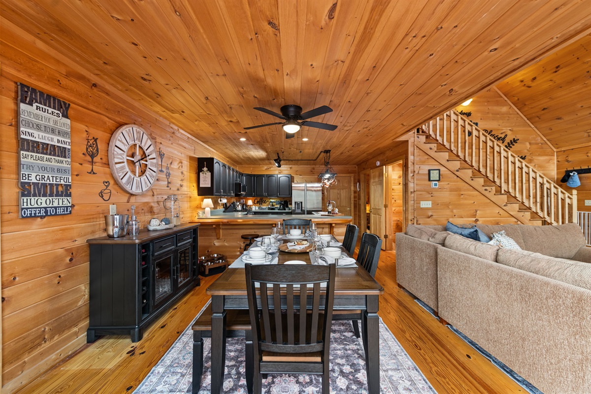 Thoughtful décor and stylish finishes create a warm and inviting atmosphere for shared meals.