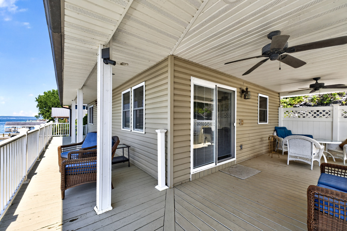 Side patio running alongside the house