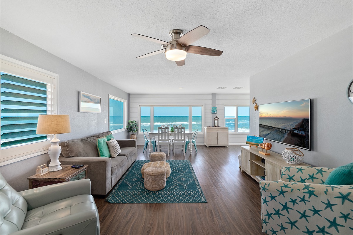 Sun-filled lounge with ocean breeze views