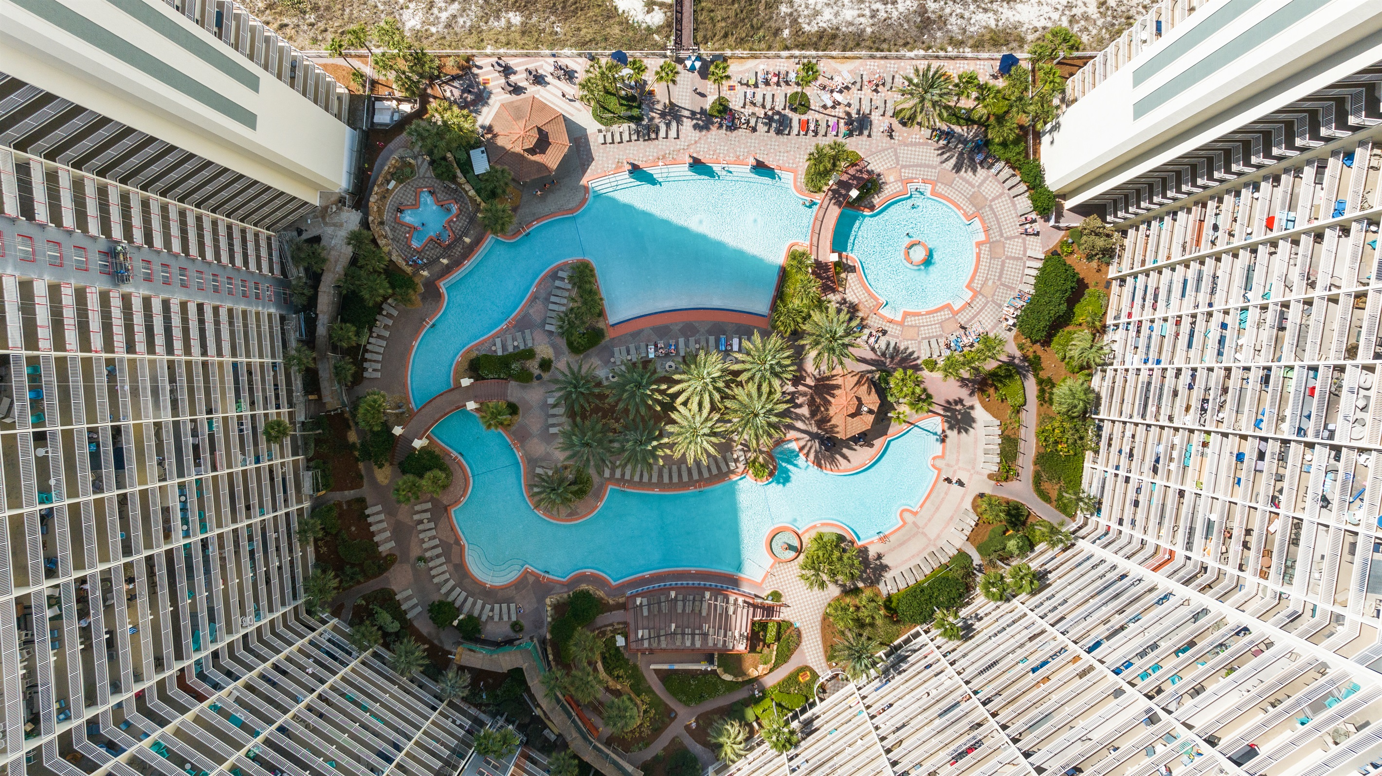 Bird's eye view of the pool area.