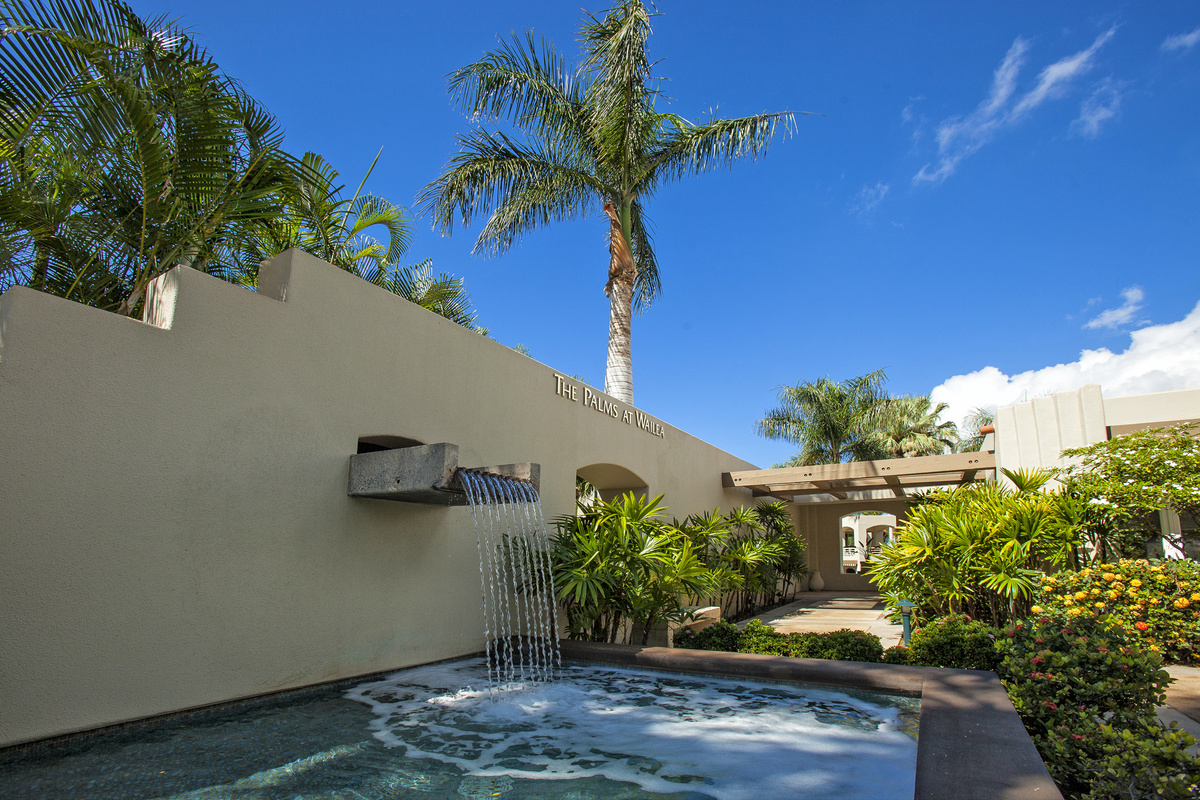 the water feature entering the pool area