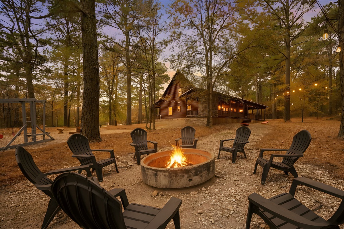 Golden-hour cabin glow (wide view) ✨🌲