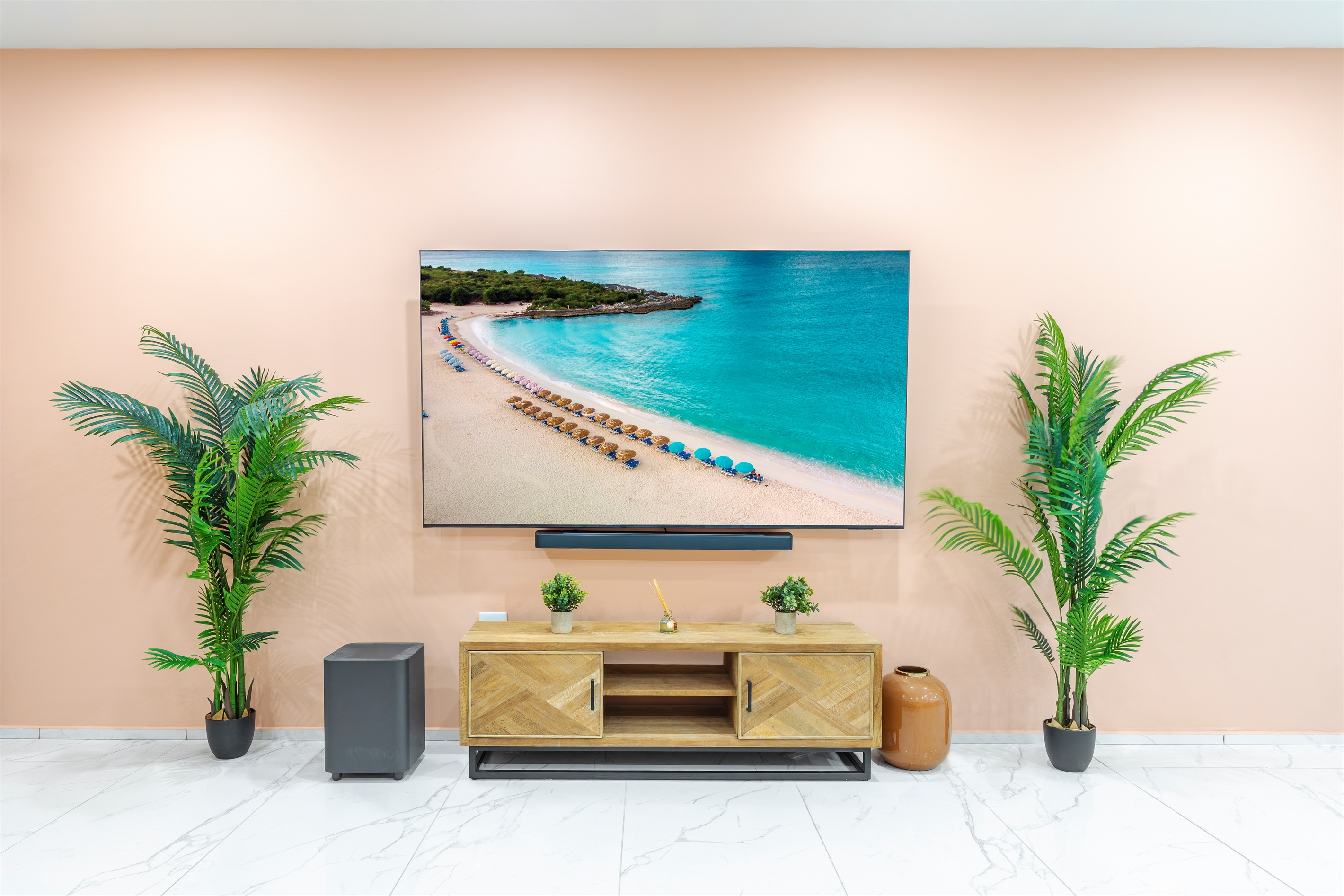 Beautiful 85" smart tv in living room