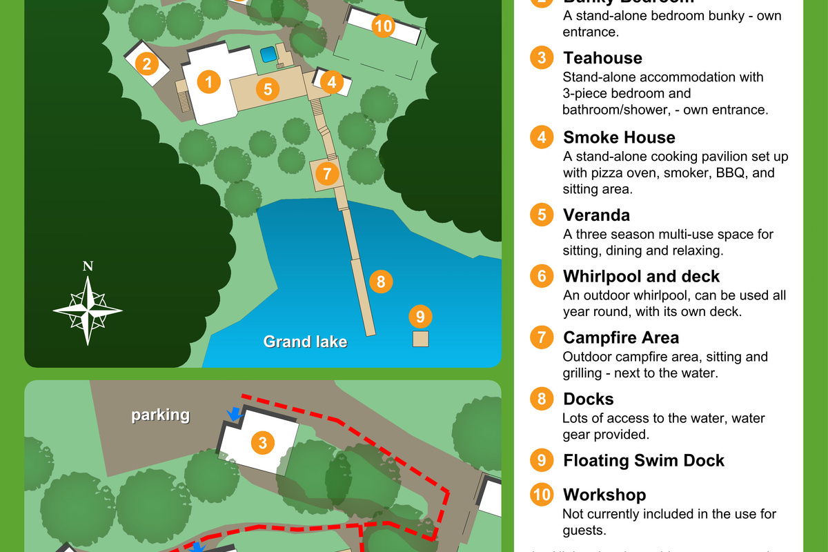 Friendly Fires Getaway plan and layout of cottage buildings
