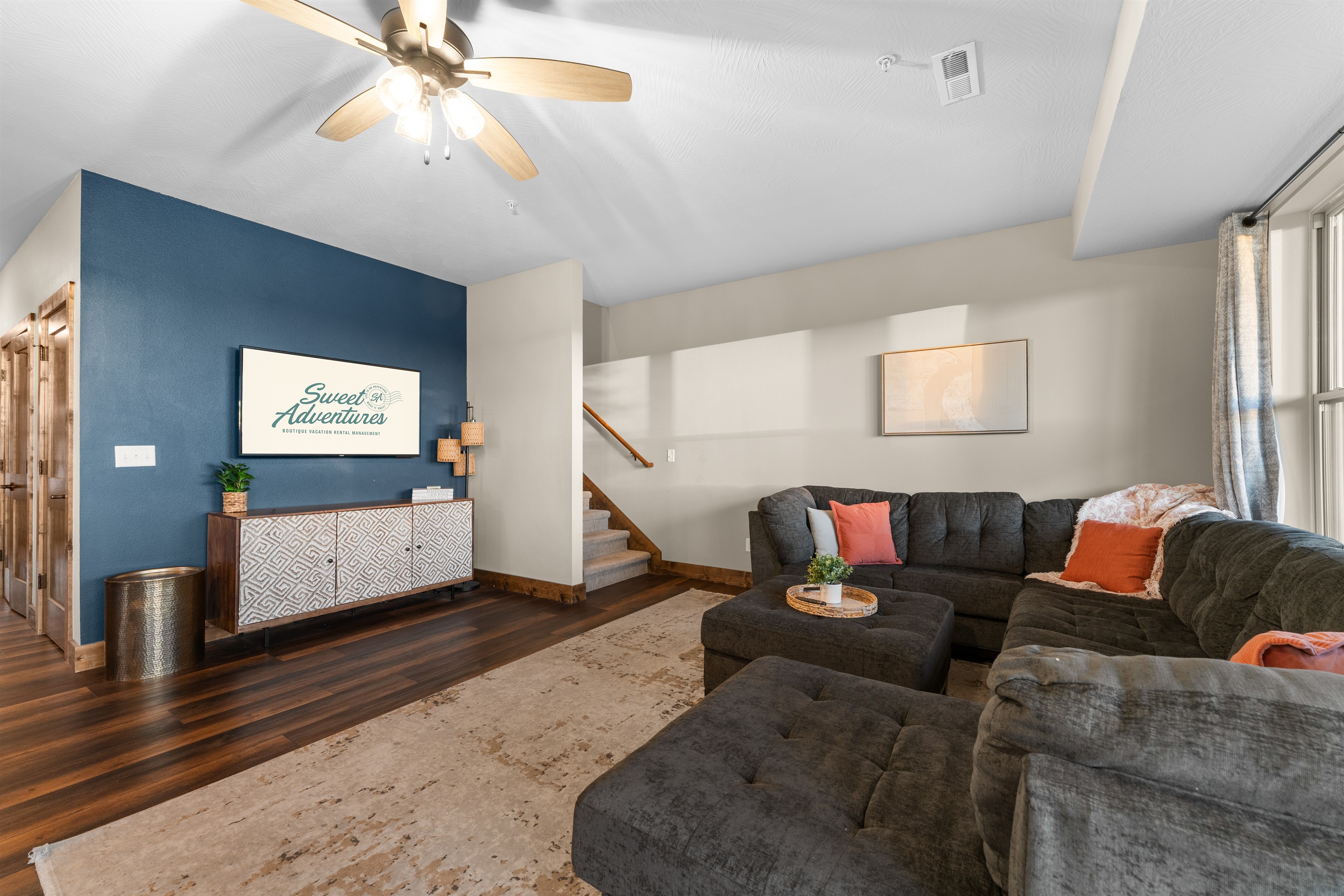 Comfortable living room with seating for the whole crew.