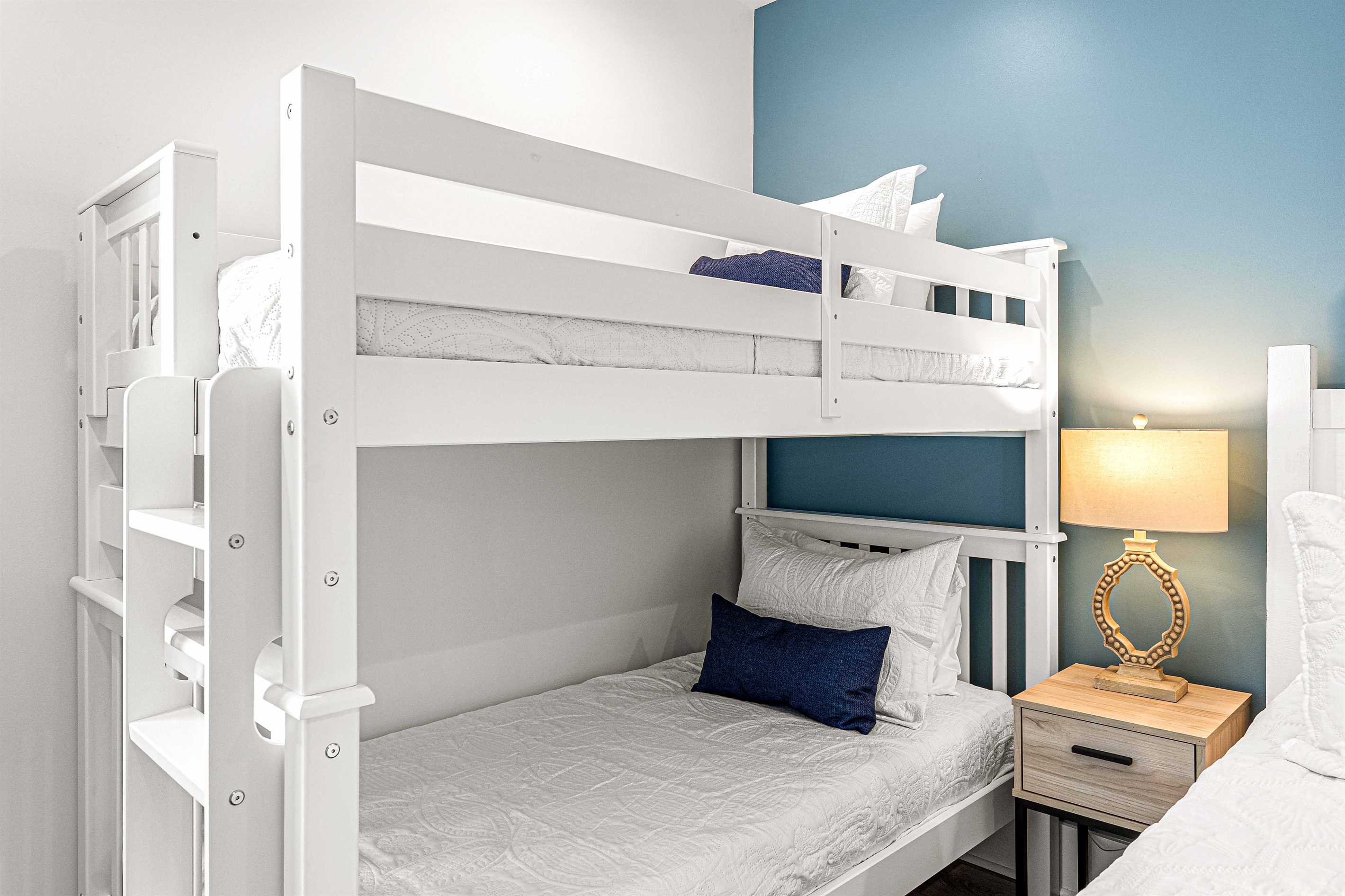 Bunk Beds are located upstairs in one of the King Bedrooms for additional sleeping space. No sleeper sofas here!