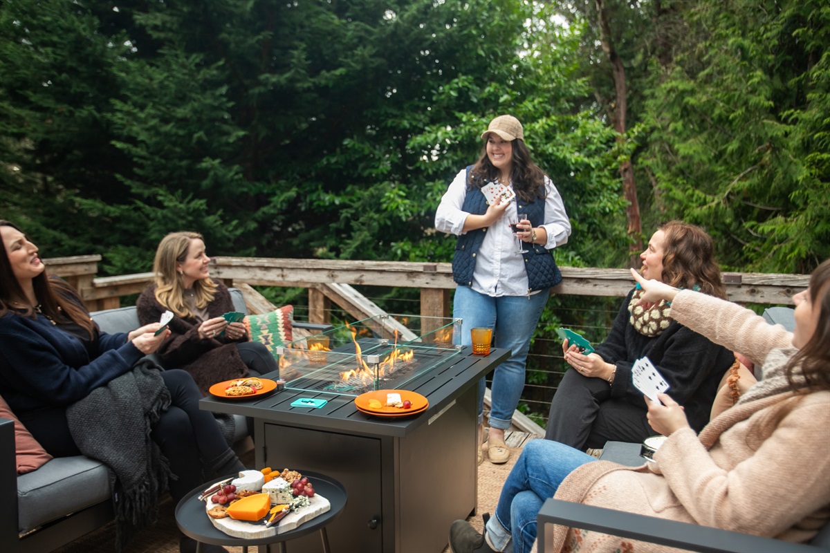 Celebrate special moments or share meaningful conversations seated around the cozy fire table on the deck.