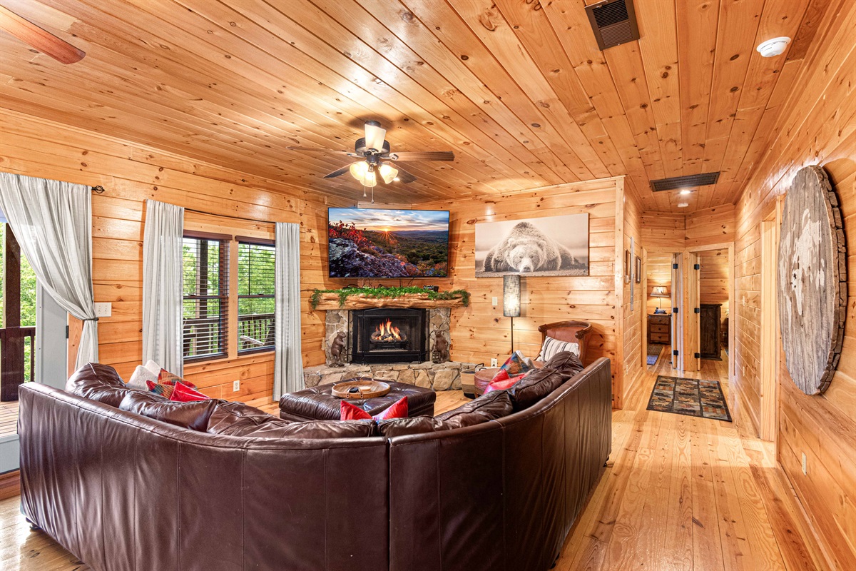 Cozy mountain retreat. Unwind and relax in this spacious and inviting living room.