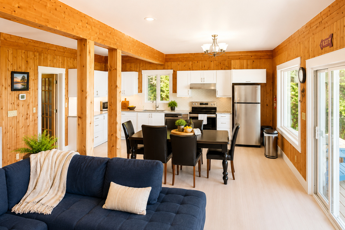 Dining and Kitchen from Living Room