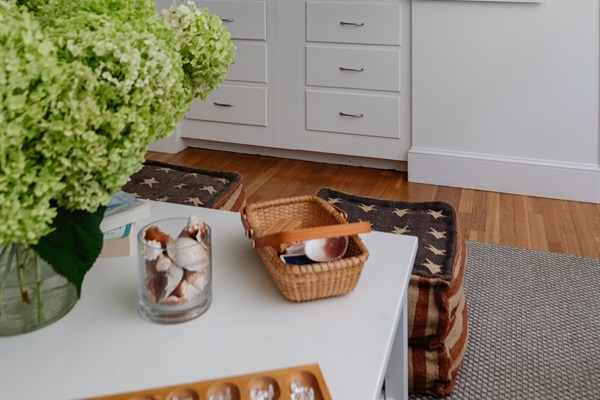 Comfortable seating and a TV for the perfect movie night.