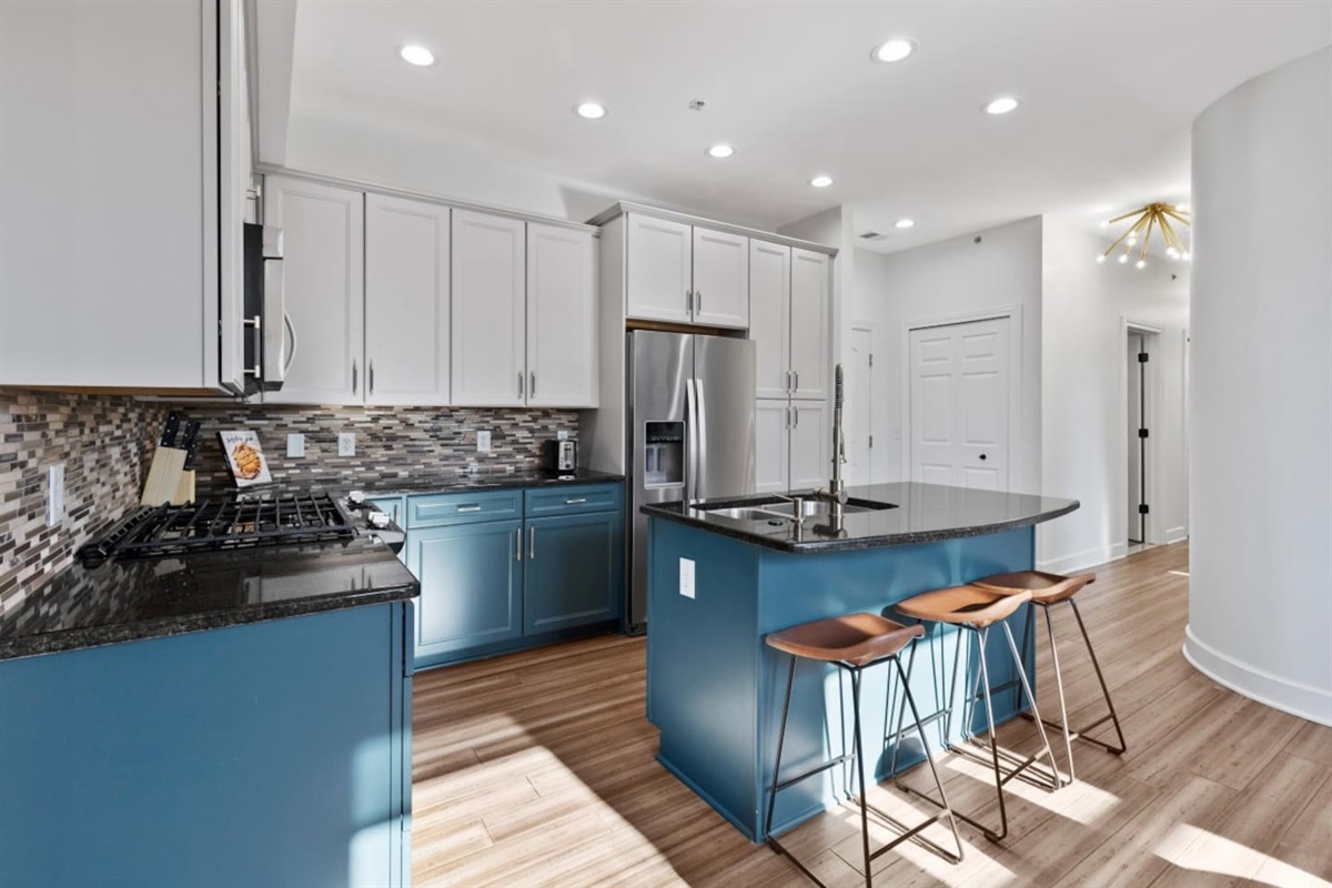 "The apartment is very spacious and modern, with smart home functions. I prefer to cook when traveling, and the apartment had everything I needed and more. " - Moses, 5 Star Review 