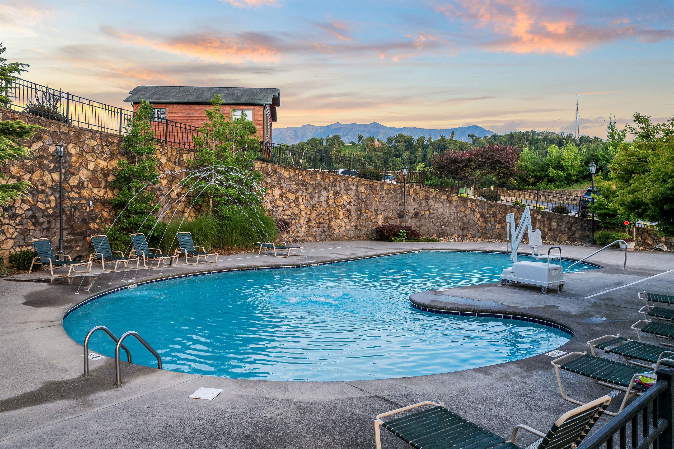 The resort pool has beautiful views!