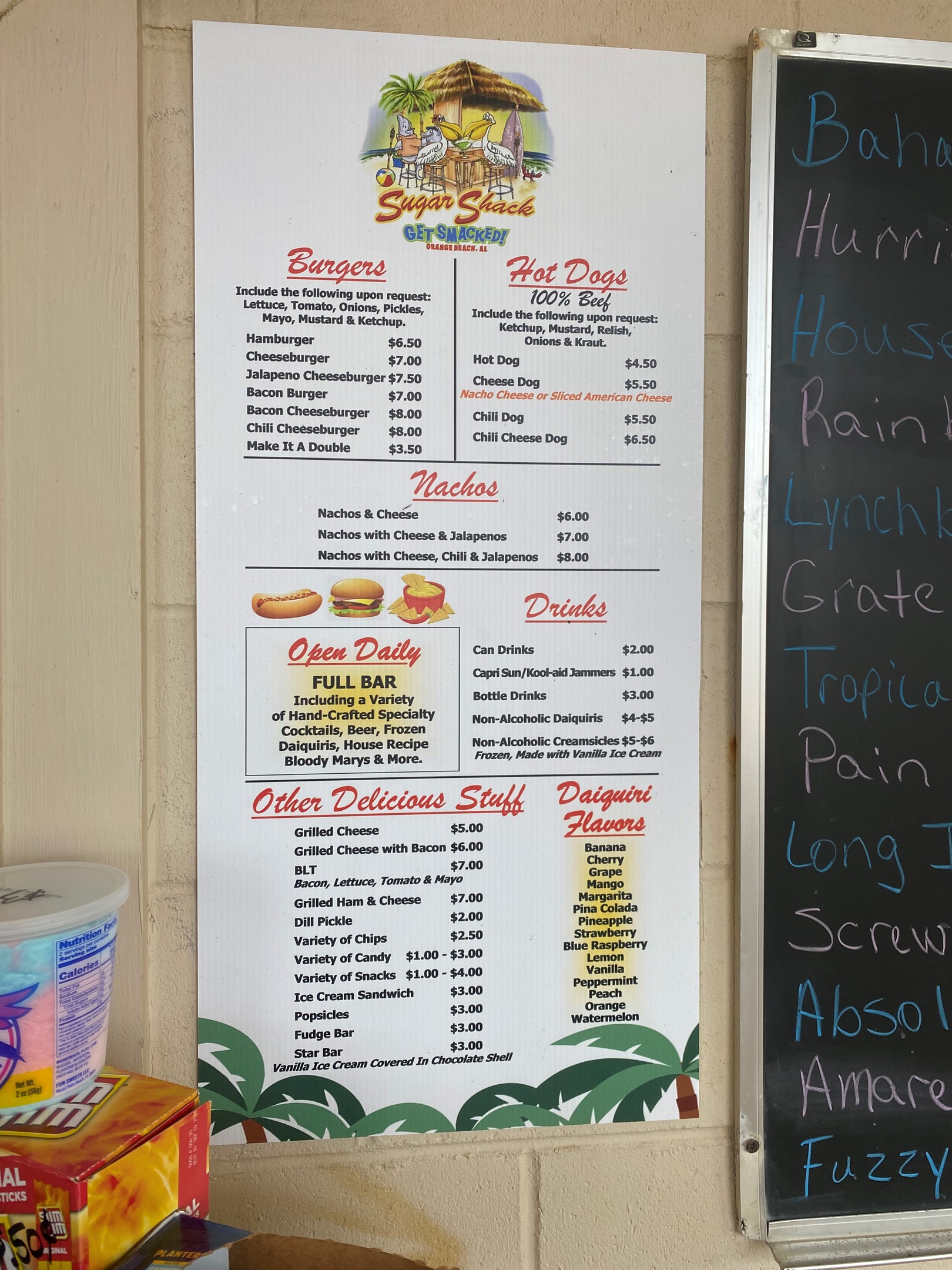 Sugar Shack Menu