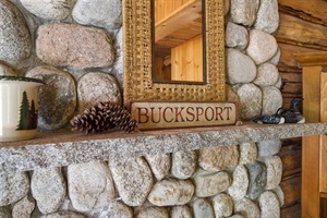 Maine themed decorations throughout the historic Log Cabin