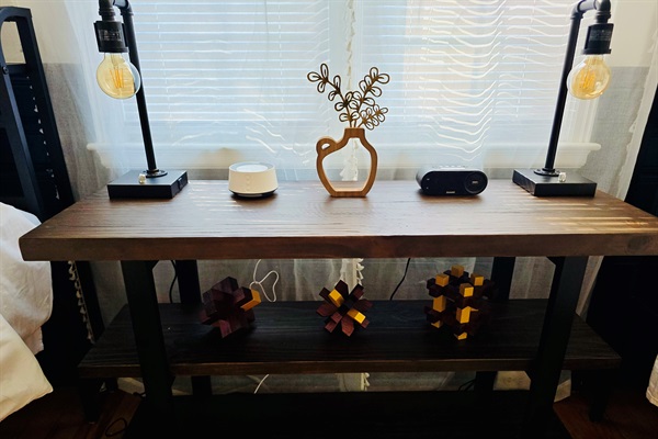 Sleep soundly, stay focused—our Twin XL setup includes a white noise machine, bedside chargers, and fidget games for quiet fun and restful nights