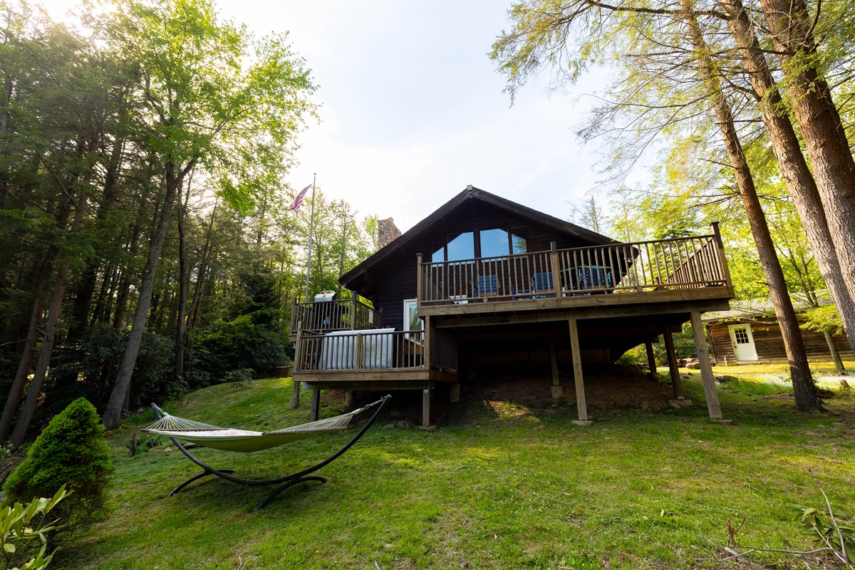 Relax on our creekside hammock and wash all the worries away.