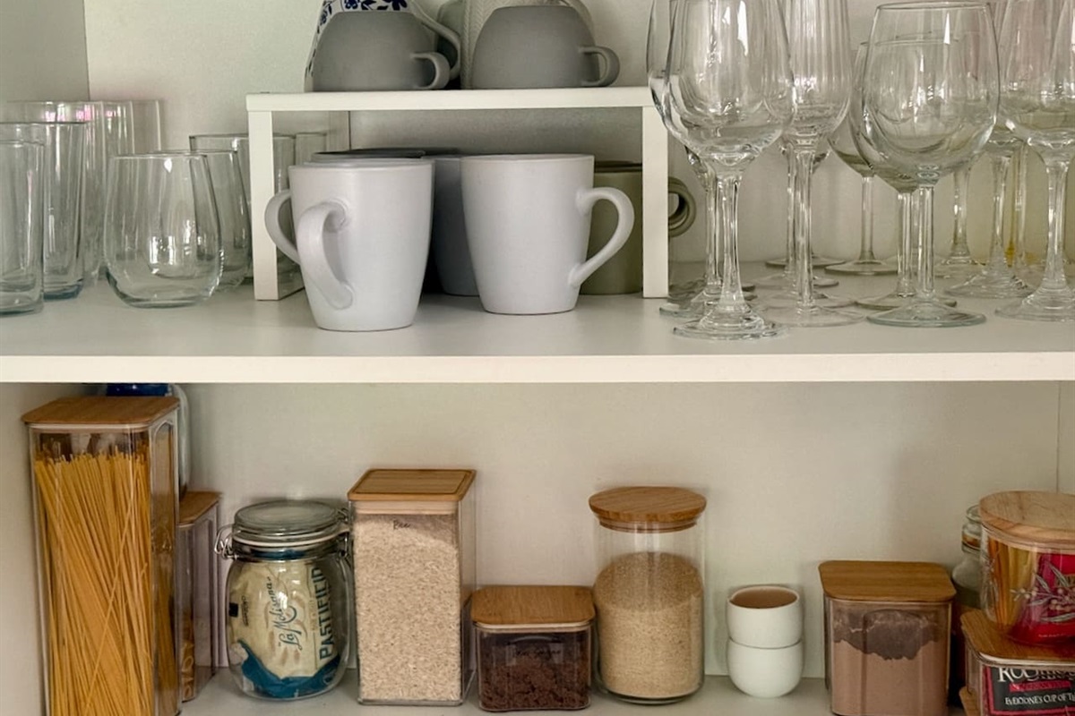 We provide some basics, from rice, pasta etc through to olive oil and vinegars etc. There are also those useful things you don't want to bring on holiday - like cling-wrap, foil, baking paper. 