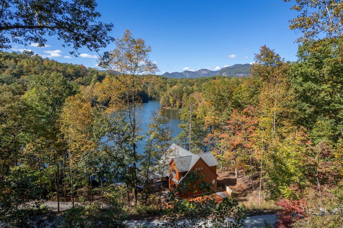 Mountain and lake view from cabin
